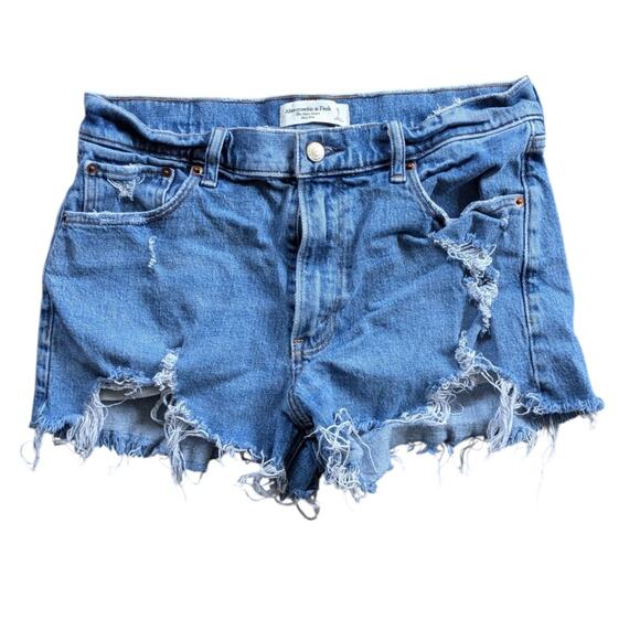 Abercrombie and Fitch sz 8 high waist denim distressed shorts - Picture 1 of 5